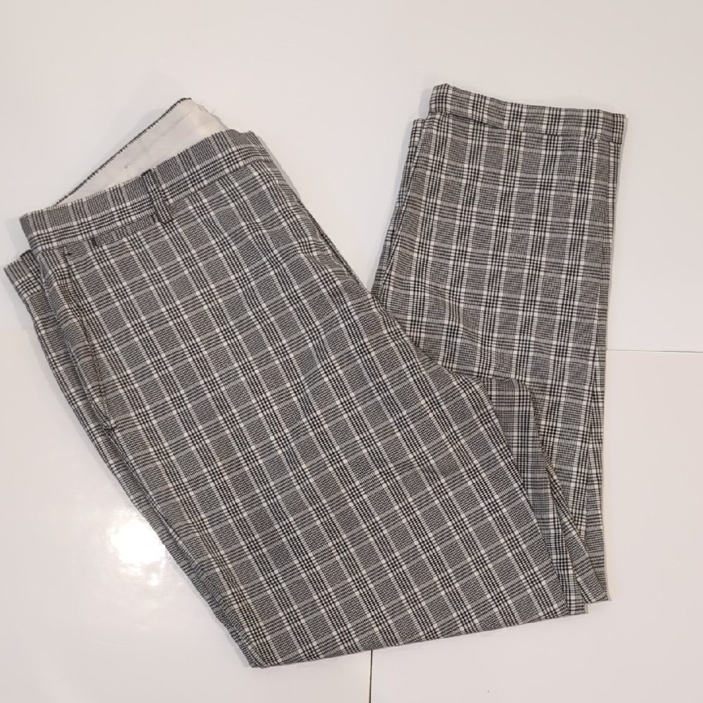 Zara Black And White Check Slim Cuff Dress Pants Size 34